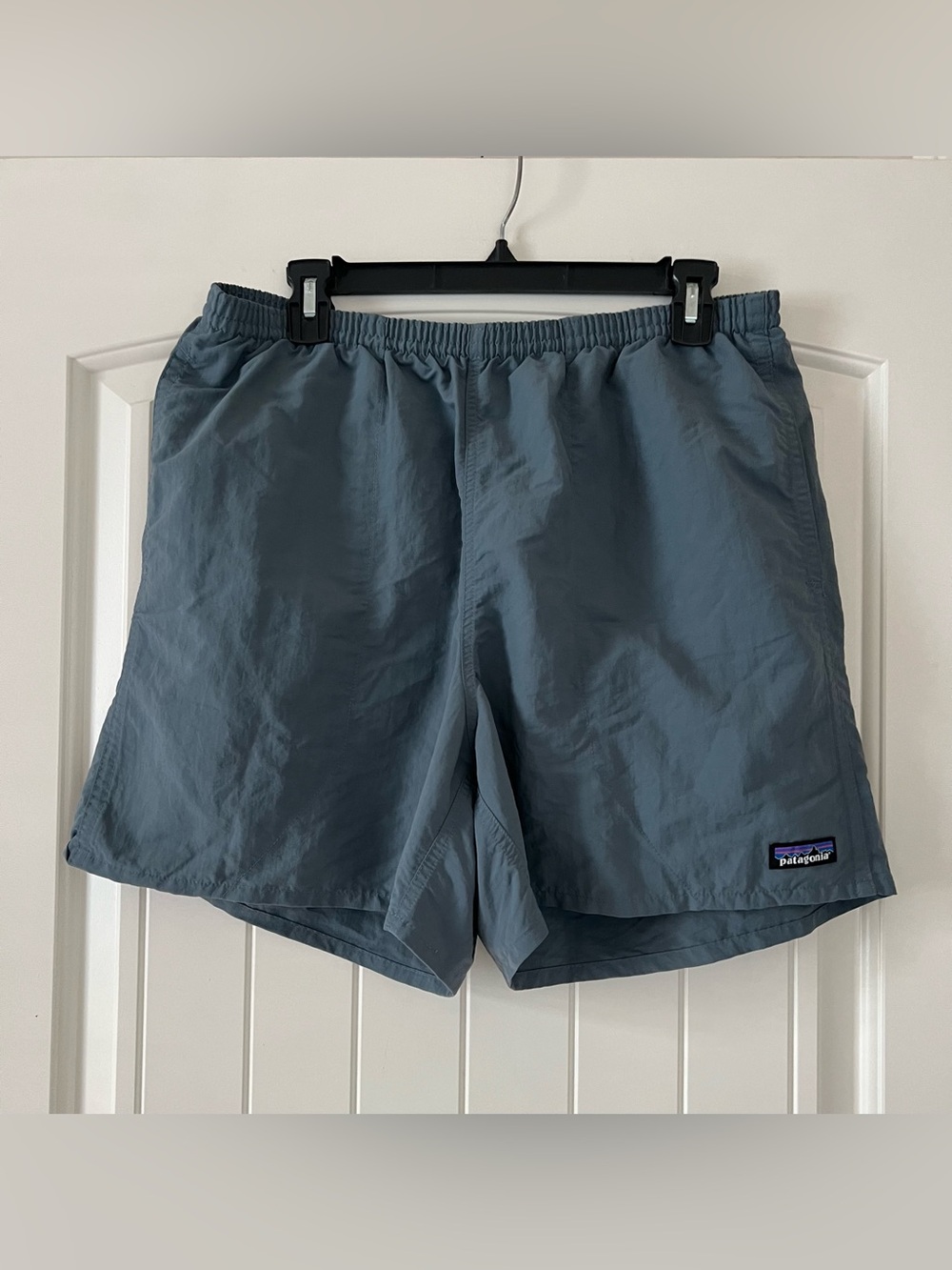 Patagonia Netplus Shells Baggies Snap Pockets Lined drawstring Slate Blue Large